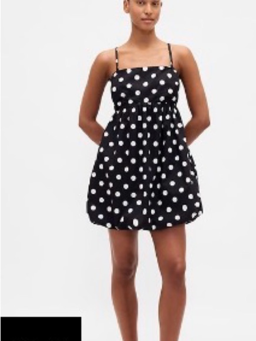 NWT size L GAP Black Dress with White Polka Dots Bubble Mini Dress
